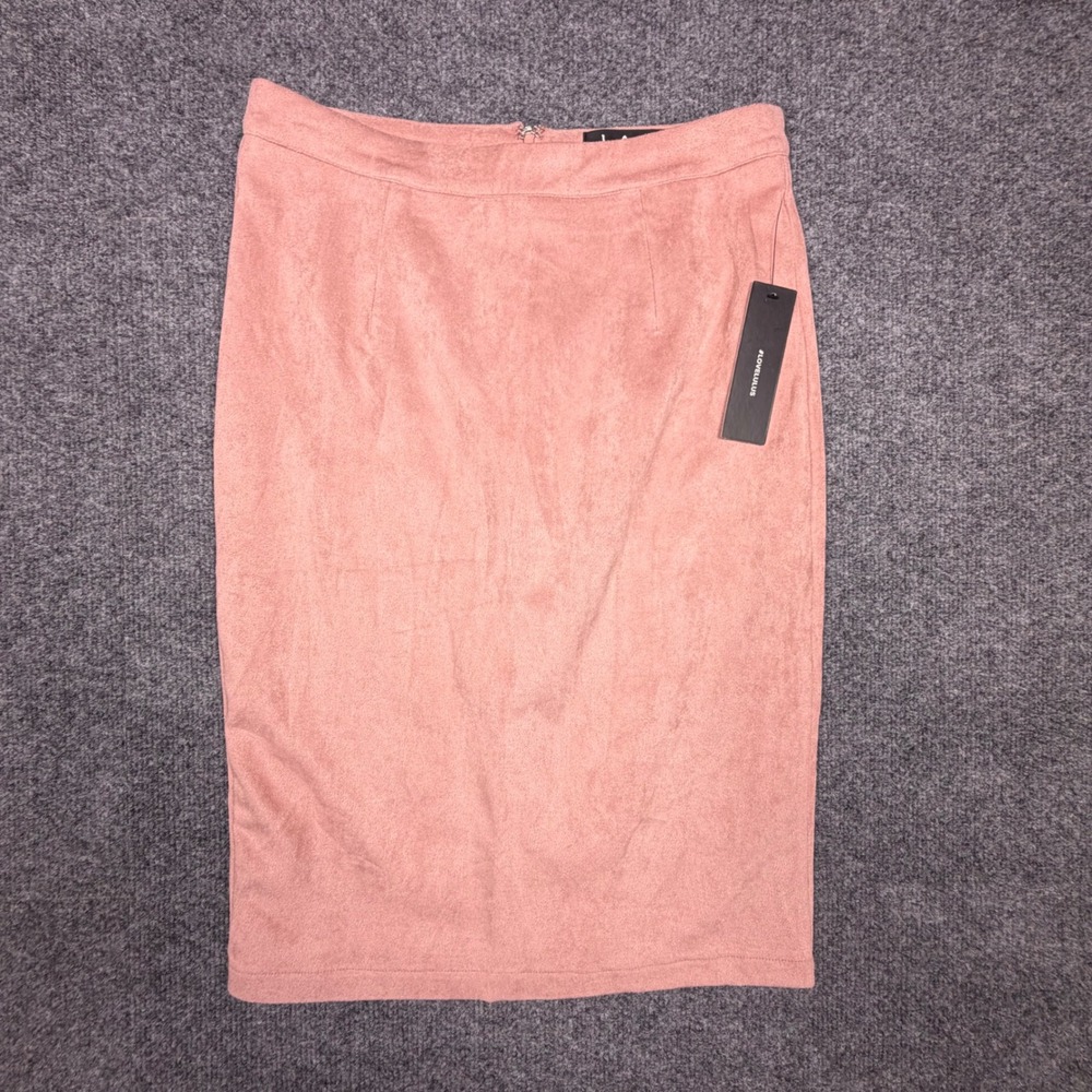 Lulus Blush Pink Faux Suede Pencil Skirt High Waisted Small NWT